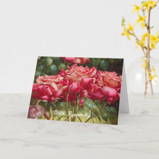 Rode rozen bos in een tuin kunst sympathie kaart (Gele Bloem)