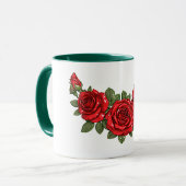 Rode Rozen Botanische Illustratie Mok (Voorkant links)