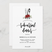 rode rozen botanische repetitie uitnodiging voor h (Voorkant / Achterkant)