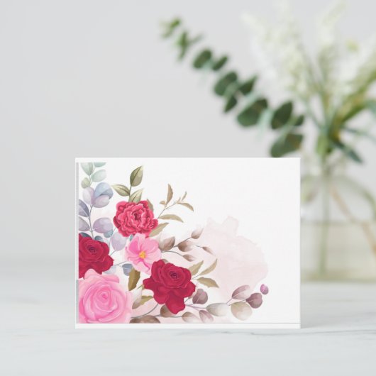 Rode rozen briefkaart (Staand voorkant)