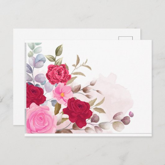 Rode rozen briefkaart (Voorkant / Achterkant)