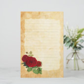 Rode rozen briefpapier (Staand voorkant)