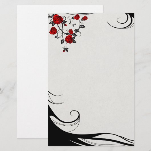 Rode rozen briefpapier (Voorkant / Achterkant)