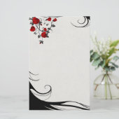 Rode rozen briefpapier (Staand voorkant)