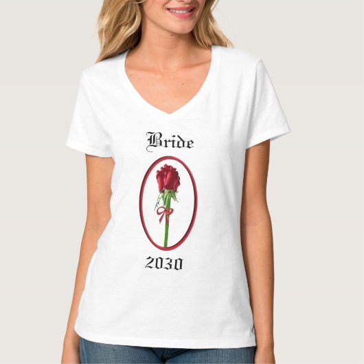 Rode Rozen Bruid Veranderen naar het huidige jaar T-shirt (Voorkant)