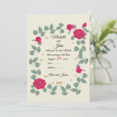 Rode rozen bruiloft bouquet, Vrijgezellenfeest Kaart (Staand voorkant)