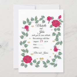 Rode rozen bruiloft bouquet, Vrijgezellenfeest Kaart