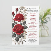rode rozen bruiloft kaart (Staand voorkant)