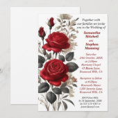 rode rozen bruiloft kaart (Voorkant / Achterkant)
