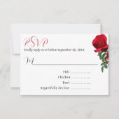 Rode Rozen Bruiloft Menu Entree RSVP Kaarten (Voorkant)