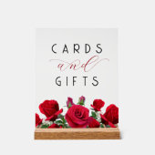 Rode Rozen Bruiloft Receptie Kaarten n Cadeautafel Acryl Bord (Voorkant)