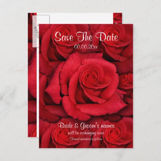 Rode rozen - bruiloft save the date uitnodigingen (Voorkant / Achterkant)