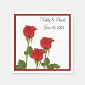 Rode rozen (bruiloft) servetten (Voorkant)