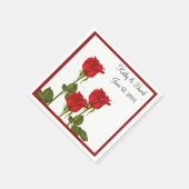 Rode rozen (bruiloft) servetten (Hoek)