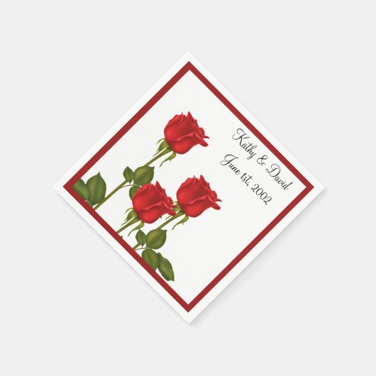 Rode rozen (bruiloft) servetten (Hoek)