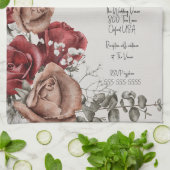 rode rozen bruiloft uitnodiging theedoek (Gevouwen)