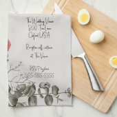 rode rozen bruiloft uitnodiging theedoek (Quarter Fold)