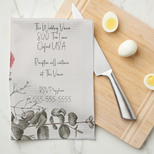  rode rozen bruiloft uitnodiging theedoek (Quarter Fold)