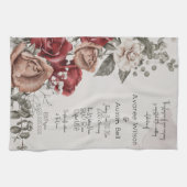 rode rozen bruiloft uitnodiging theedoek (Horizontaal)