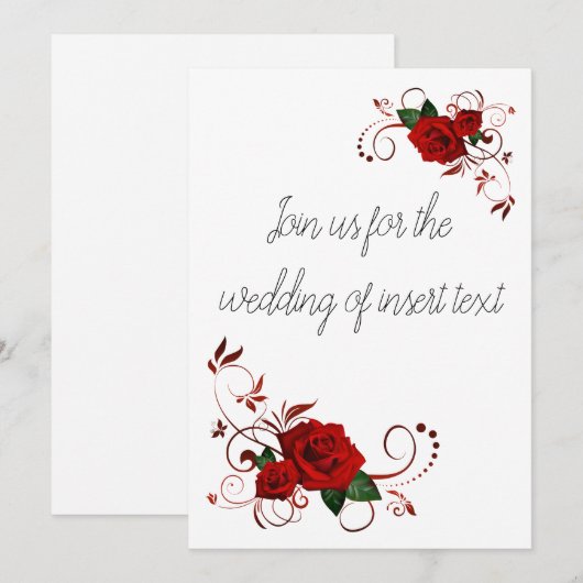 Rode Rozen bruiloft uitnodigingen (Voorkant / Achterkant)