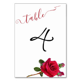 Rode Rozen Bruiloftsreceptie Tafel Nummerkaart Kaart