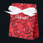 Rode Rozen Cadeaudoos Bedankdoosjes<br><div class="desc">rode rozen achtergrond met witte "Feest"</div>