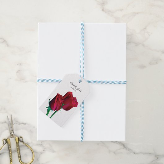 Rode Rozen Cadeaulabel (Met Touw)