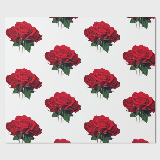 Rode rozen cadeaupapier (Vlak)