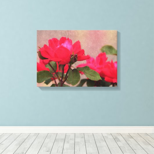 Rode rozen canvas afdruk (Insitu (Houten vloer))