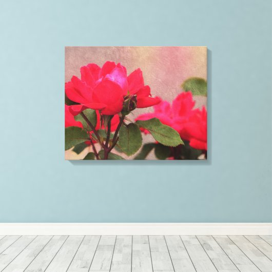Rode rozen canvas afdruk (Insitu (Houten vloer))