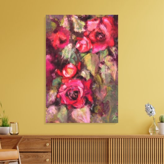Rode rozen canvasprint canvas afdruk (Insitu (Woonkamer))