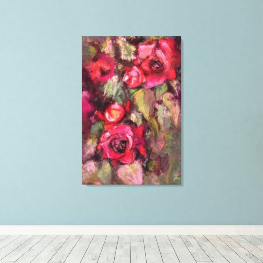 Rode rozen canvasprint canvas afdruk (Insitu (Houten vloer))