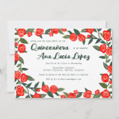 Rode Rozen CUSTOM Foto Quinceañera Kaart (Voorkant)