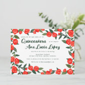 Rode Rozen CUSTOM Foto Quinceañera Kaart (Staand voorkant)