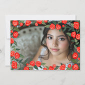 Rode Rozen CUSTOM Foto Quinceañera Kaart (Achterkant)