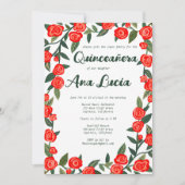 Rode Rozen CUSTOM Foto Quinceañera Kaart (Voorkant)