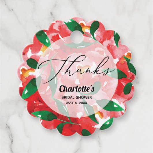 Rode rozen Dank u geschrokken Bedankjes Labels (Voorkant)