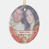 rode rozen De eerste kerstfoto van de Paars Keramisch Ornament (Rechts)