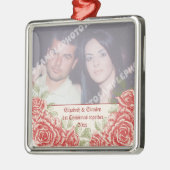  rode rozen De eerste kerstfoto van de Paars Metalen Ornament (Links)