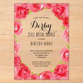 Rode Rozen Derby Bruidsdouche Acryl Uitnodigingen (Voorkant)