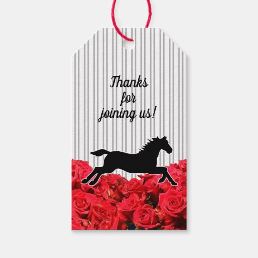 Rode Rozen Derby Feest Race Paard  Cadeaulabel (Voorkant)