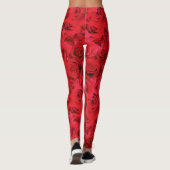Rode rozen die het flessenpatroon herhalen leggings (Achterkant)