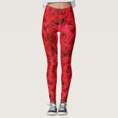 Rode rozen die het flessenpatroon herhalen leggings (Voorkant)