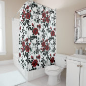 Rode rozen. douchegordijn (In situ)