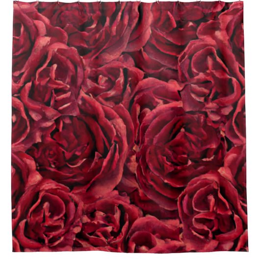 Rode rozen douchegordijn (Voorkant)