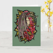 Rode Rozen Draak Kunst Kaart (Gele Bloem)