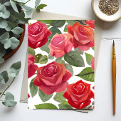 Rode rozen | Elegant Floral Roos Waterverf Briefkaart
