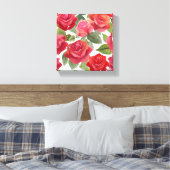 Rode rozen | Elegant Floral Roos Waterverf Canvas Afdruk (Insitu (Slaapkamer))
