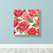 Rode rozen | Elegant Floral Roos Waterverf Canvas Afdruk (Insitu (Houten vloer))