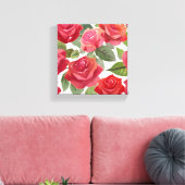 Rode rozen | Elegant Floral Roos Waterverf Canvas Afdruk (Insitu (Woonkamer))